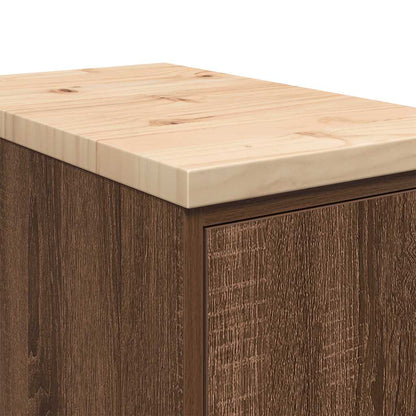 Garage Storage Cabinet Brown Oak 30x51x85 cm Solid Wood Pine