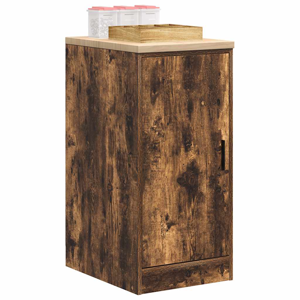 Garage Storage Cabinet Smoked Oak 40x51x85 cm Solid Wood Pine