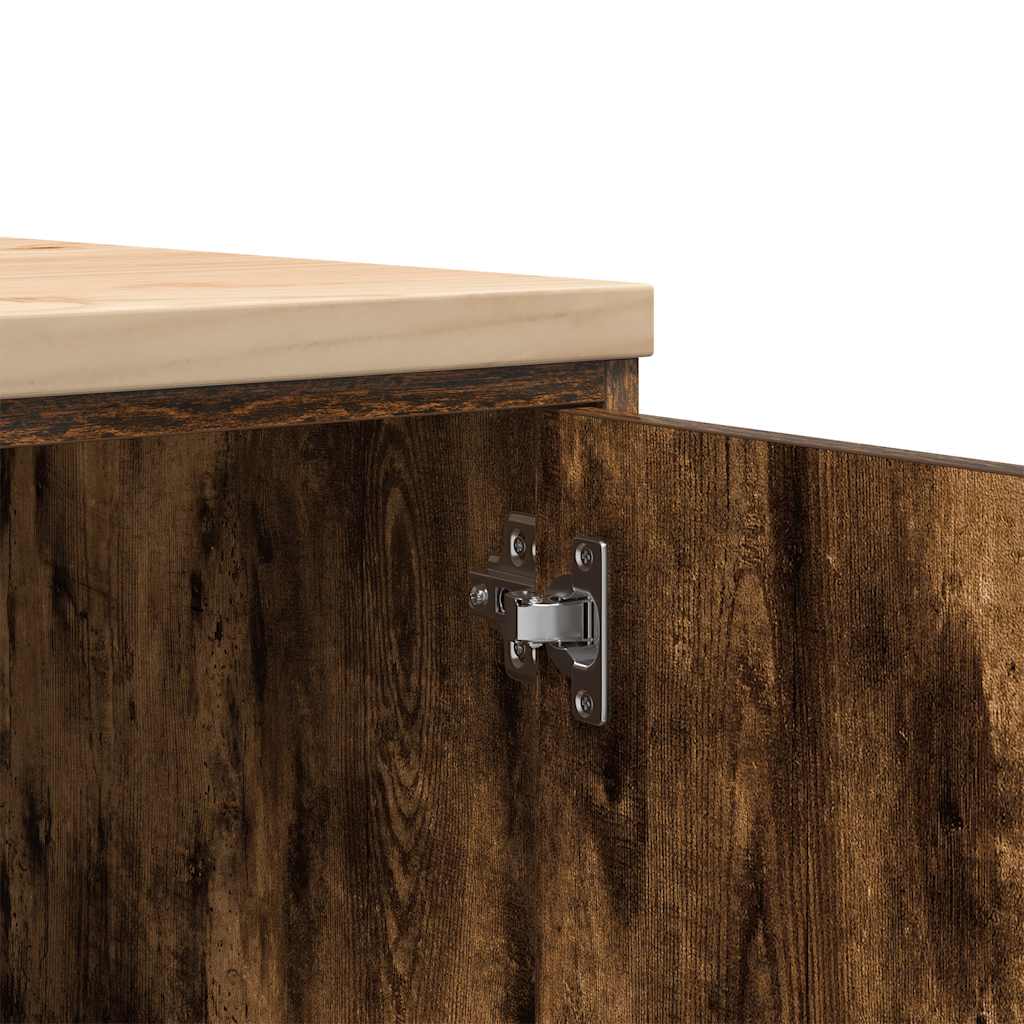 Garage Storage Cabinet Smoked Oak 40x51x85 cm Solid Wood Pine