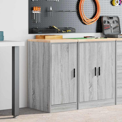 Garage Storage Cabinet Grey Sonoma 40x51x85 cm Solid Wood Pine