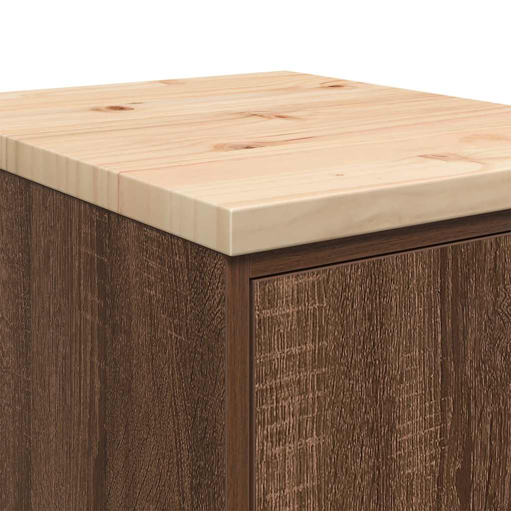 Garage Storage Cabinet Brown Oak 40x51x85 cm Solid Wood Pine