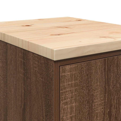 Garage Storage Cabinet Brown Oak 40x51x85 cm Solid Wood Pine