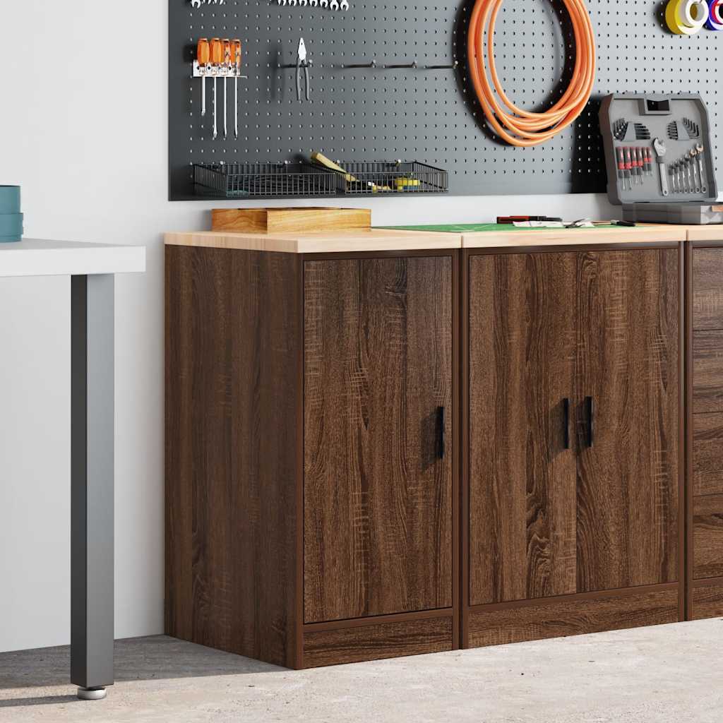 Garage Storage Cabinet Brown Oak 40x51x85 cm Solid Wood Pine
