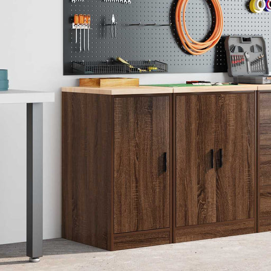 Garage Storage Cabinet Brown Oak 40x51x85 cm Solid Wood Pine
