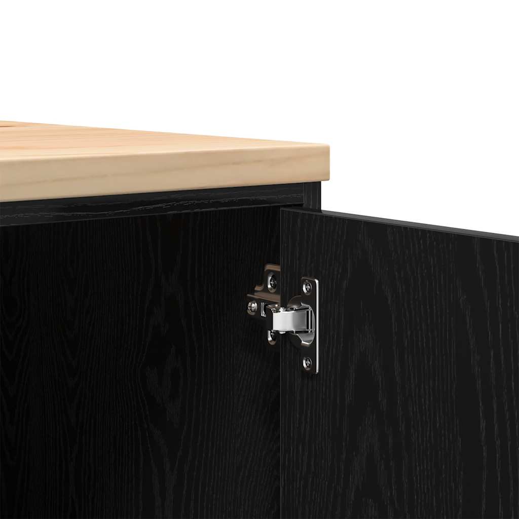 Garage Storage Cabinet Black 60x51x85 cm Solid Wood Pine