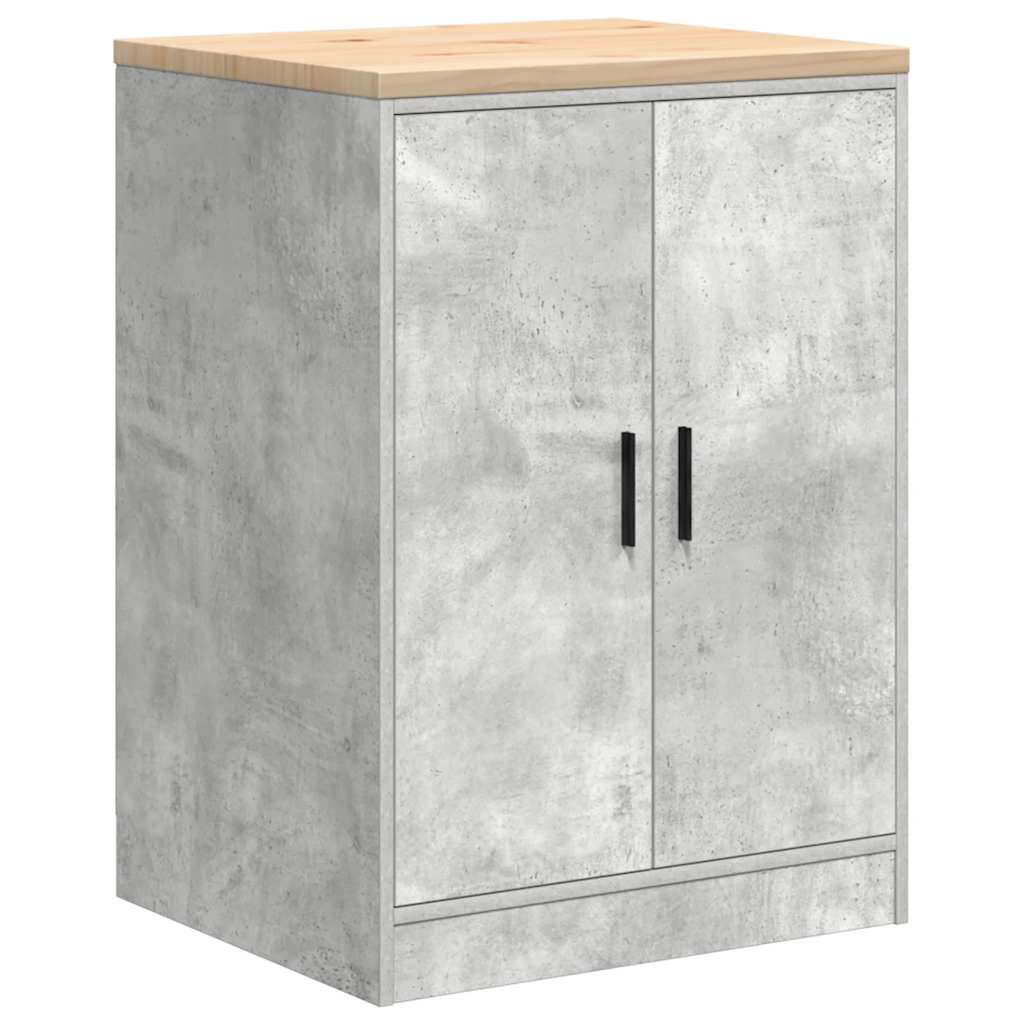 Garage Storage Cabinet Concrete Grey 60x51x85 cm Solid Wood Pine