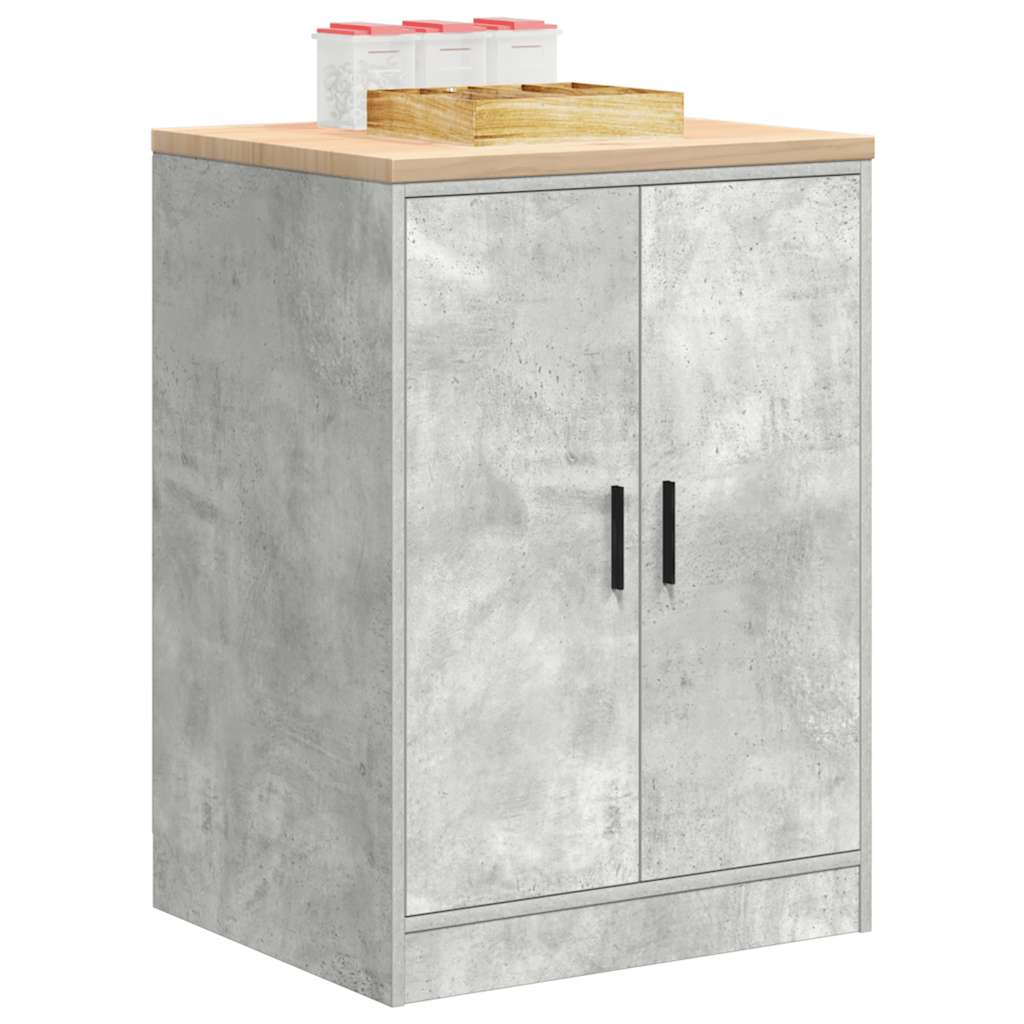 Garage Storage Cabinet Concrete Grey 60x51x85 cm Solid Wood Pine