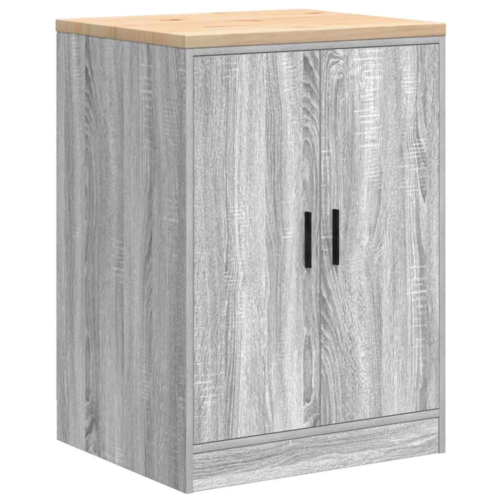 Garage Storage Cabinet Grey Sonoma 60x51x85 cm Solid Wood Pine