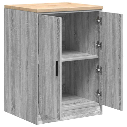 Garage Storage Cabinet Grey Sonoma 60x51x85 cm Solid Wood Pine