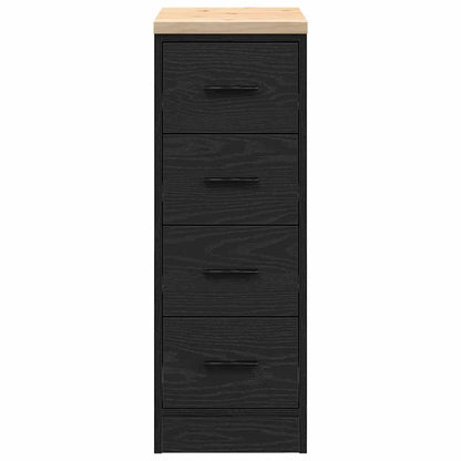 Garage Storage Cabinet Black 30x51x85 cm Solid Wood Pine