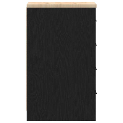 Garage Storage Cabinet Black 30x51x85 cm Solid Wood Pine