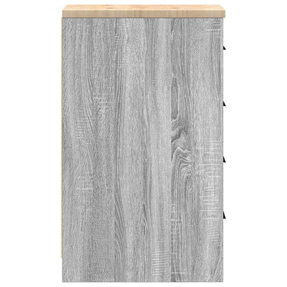 Garage Storage Cabinet Grey Sonoma 30x51x85 cm Solid Wood Pine