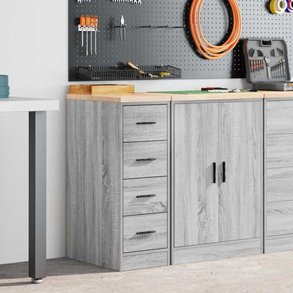 Garage Storage Cabinet Grey Sonoma 30x51x85 cm Solid Wood Pine