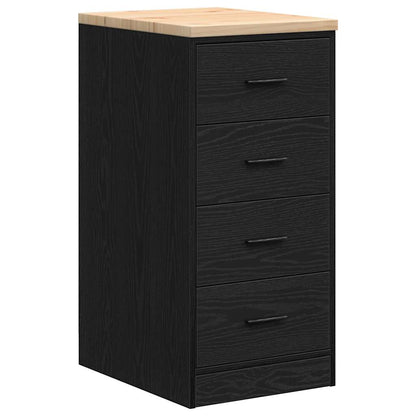 Garage Storage Cabinet Black 40x51x85 cm Solid Wood Pine