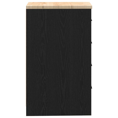 Garage Storage Cabinet Black 40x51x85 cm Solid Wood Pine