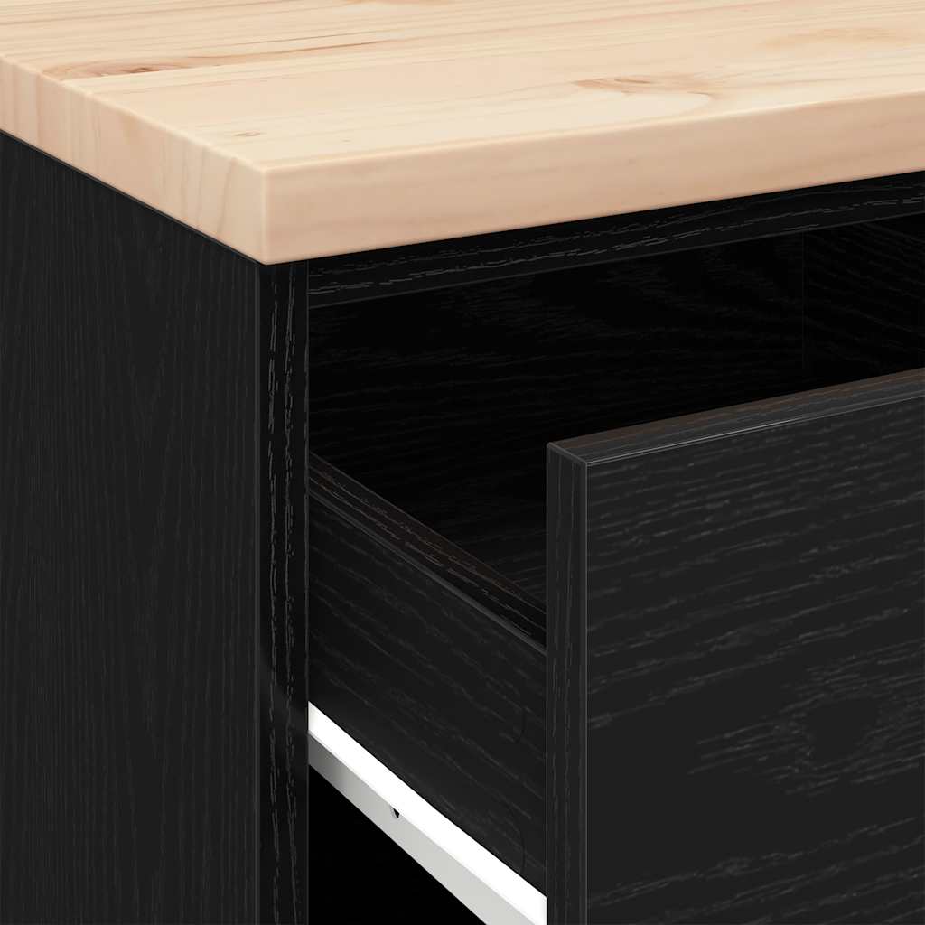 Garage Storage Cabinet Black 40x51x85 cm Solid Wood Pine