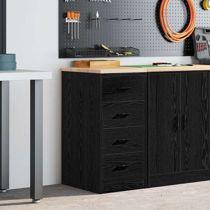 Garage Storage Cabinet Black 40x51x85 cm Solid Wood Pine