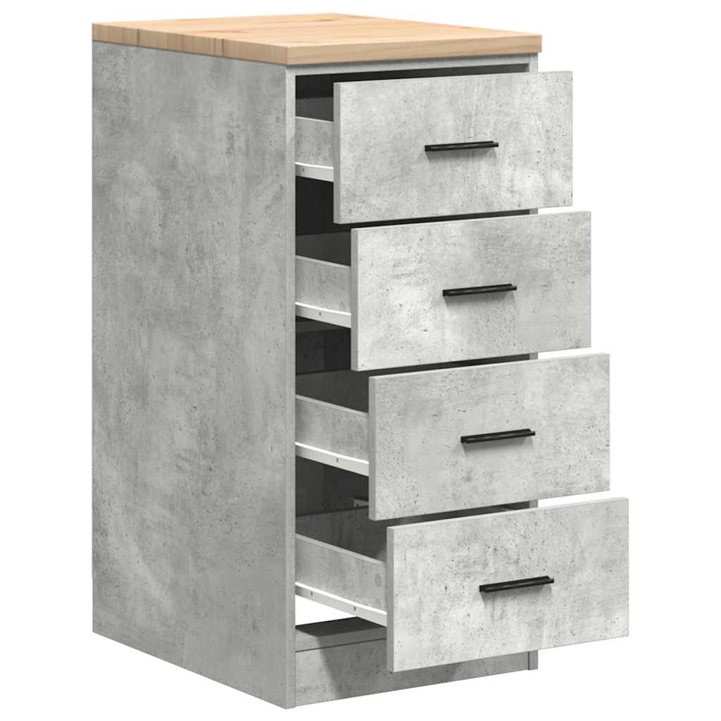 Garage Storage Cabinet Concrete Grey 40x51x85 cm Solid Wood Pine
