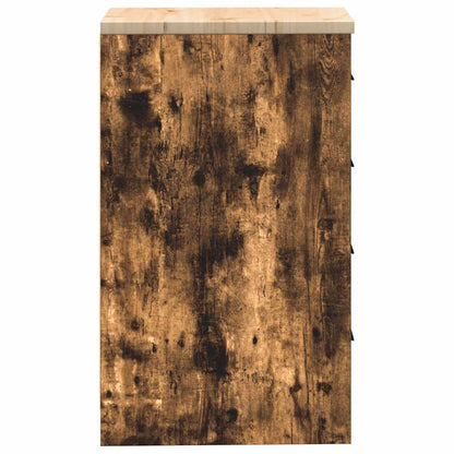 Garage Storage Cabinet Smoked Oak 40x51x85 cm Solid Wood Pine