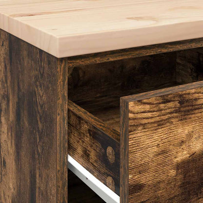 Garage Storage Cabinet Smoked Oak 40x51x85 cm Solid Wood Pine