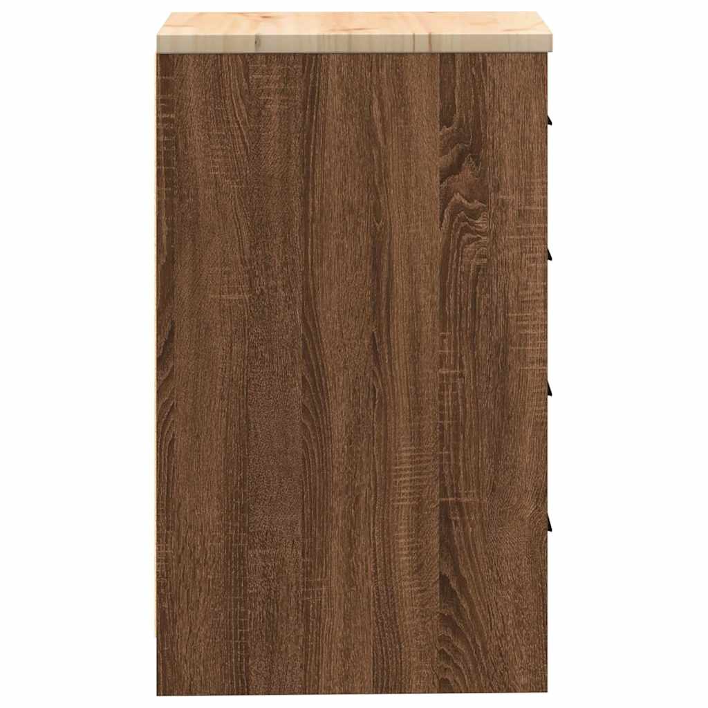 Garage Storage Cabinet Brown Oak 40x51x85 cm Solid Wood Pine