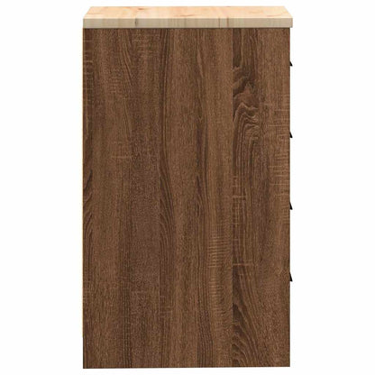 Garage Storage Cabinet Brown Oak 40x51x85 cm Solid Wood Pine