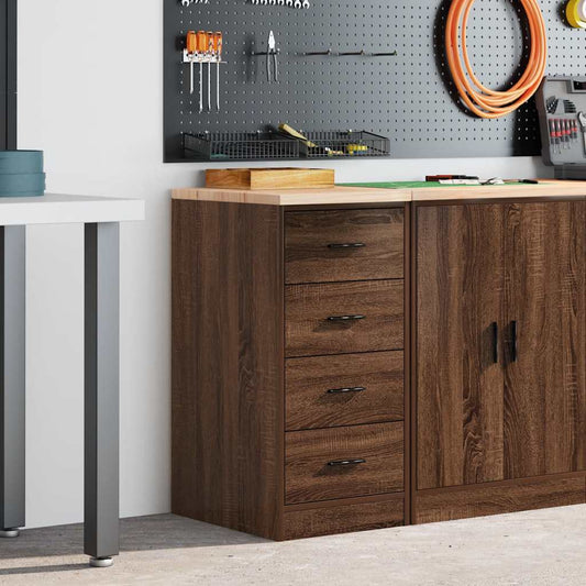 Garage Storage Cabinet Brown Oak 40x51x85 cm Solid Wood Pine