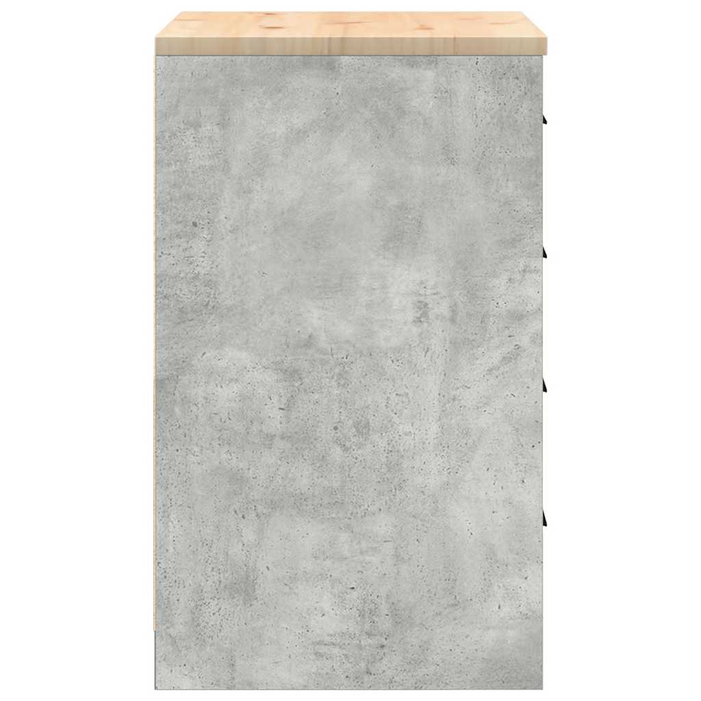 Garage Storage Cabinet Concrete Grey 60x51x85 cm Solid Wood Pine