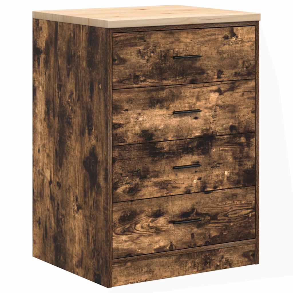 Garage Storage Cabinet Smoked Oak 60x51x85 cm Solid Wood Pine