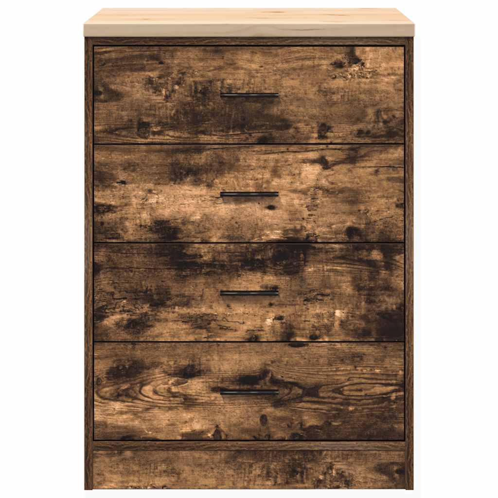 Garage Storage Cabinet Smoked Oak 60x51x85 cm Solid Wood Pine