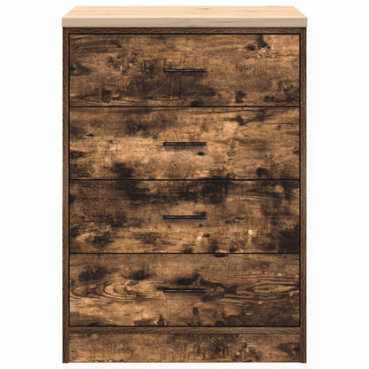 Garage Storage Cabinet Smoked Oak 60x51x85 cm Solid Wood Pine