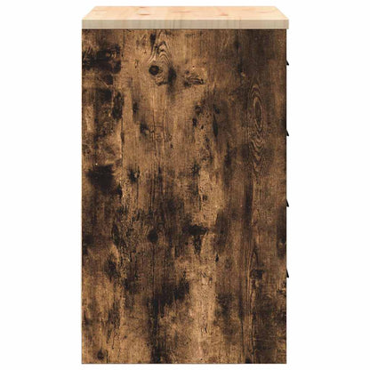 Garage Storage Cabinet Smoked Oak 60x51x85 cm Solid Wood Pine