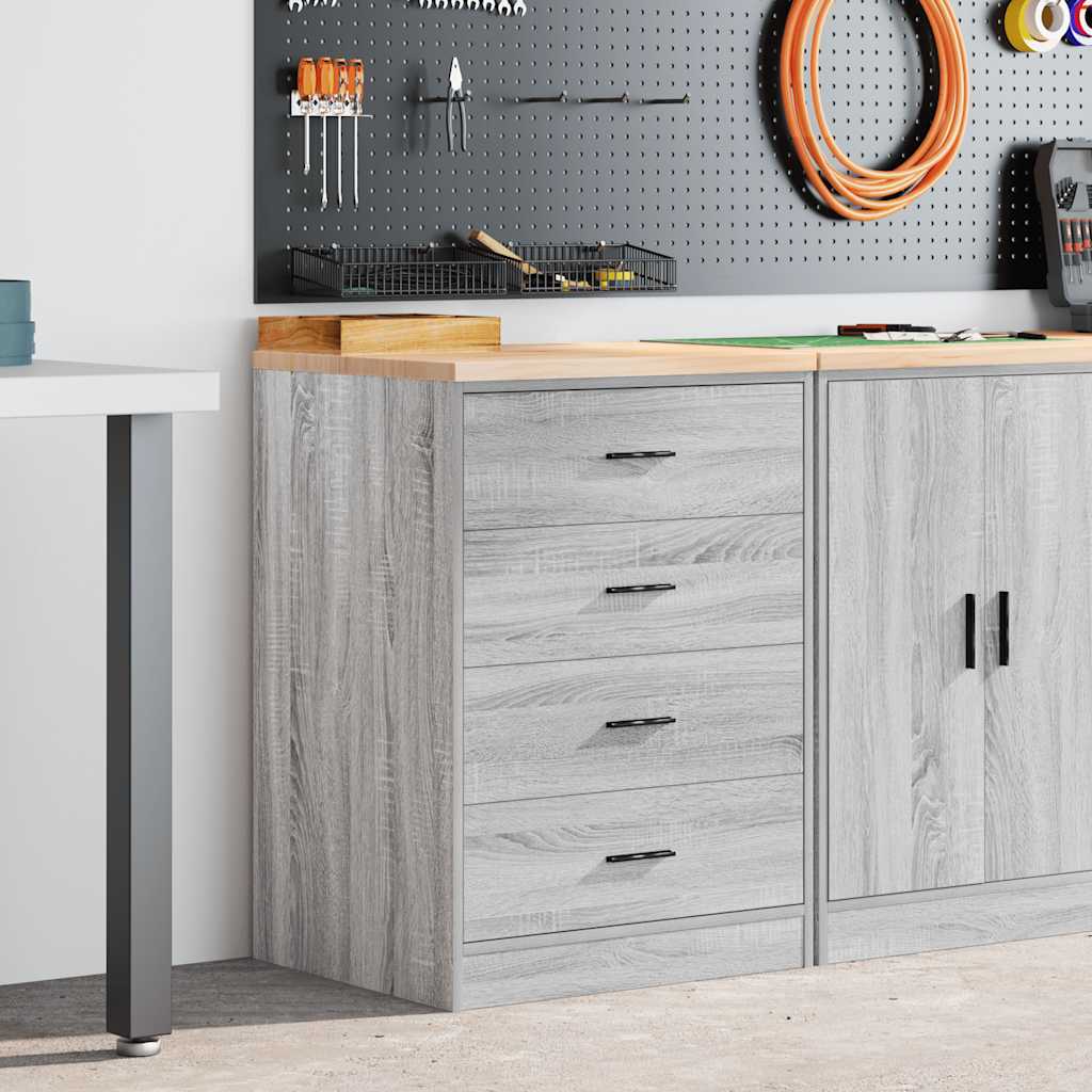 Garage Storage Cabinet Grey Sonoma 60x51x85 cm Solid Wood Pine