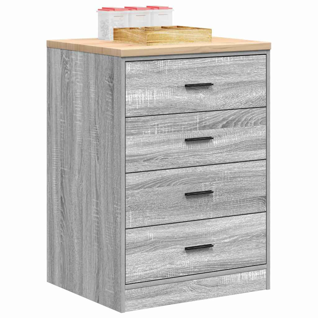 Garage Storage Cabinet Grey Sonoma 60x51x85 cm Solid Wood Pine