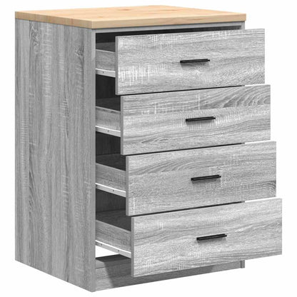 Garage Storage Cabinet Grey Sonoma 60x51x85 cm Solid Wood Pine