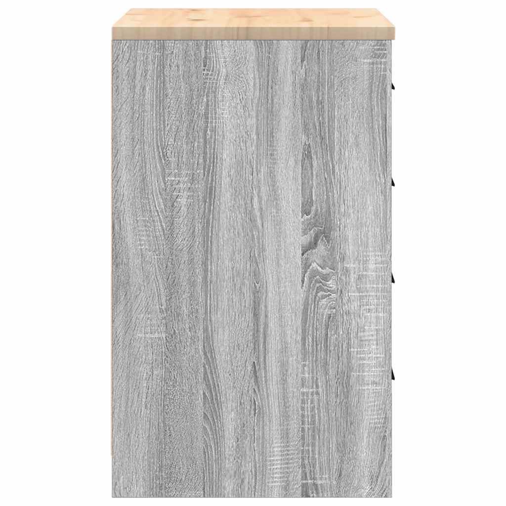 Garage Storage Cabinet Grey Sonoma 60x51x85 cm Solid Wood Pine