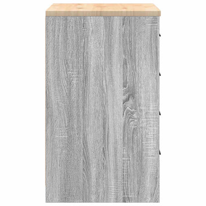 Garage Storage Cabinet Grey Sonoma 60x51x85 cm Solid Wood Pine