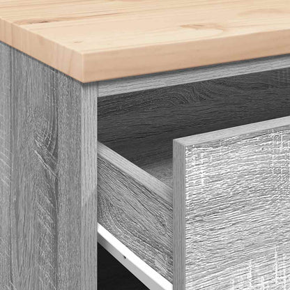 Garage Storage Cabinet Grey Sonoma 60x51x85 cm Solid Wood Pine