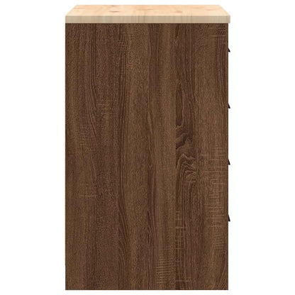 Garage Storage Cabinet Brown Oak 60x51x85 cm Solid Wood Pine