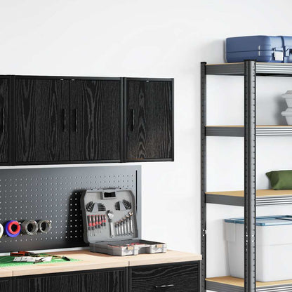 Garage Wall Cabinet Black Engineered Wood