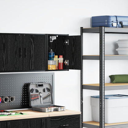 Garage Wall Cabinet Black Engineered Wood