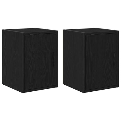 Garage Wall Cabinets 2 pcs Black Engineered Wood