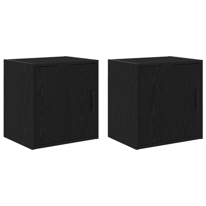 Garage Wall Cabinets 2 pcs Black Engineered Wood