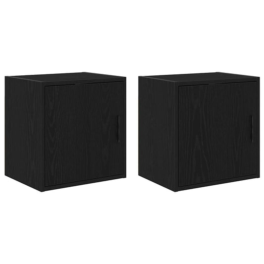 Garage Wall Cabinets 2 pcs Black Engineered Wood