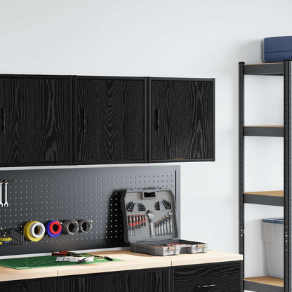 Garage Wall Cabinets 2 pcs Black Engineered Wood