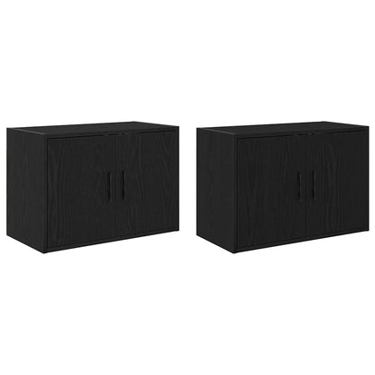 Garage Wall Cabinets 2 pcs Black Engineered Wood