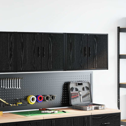 Garage Wall Cabinets 2 pcs Black Engineered Wood