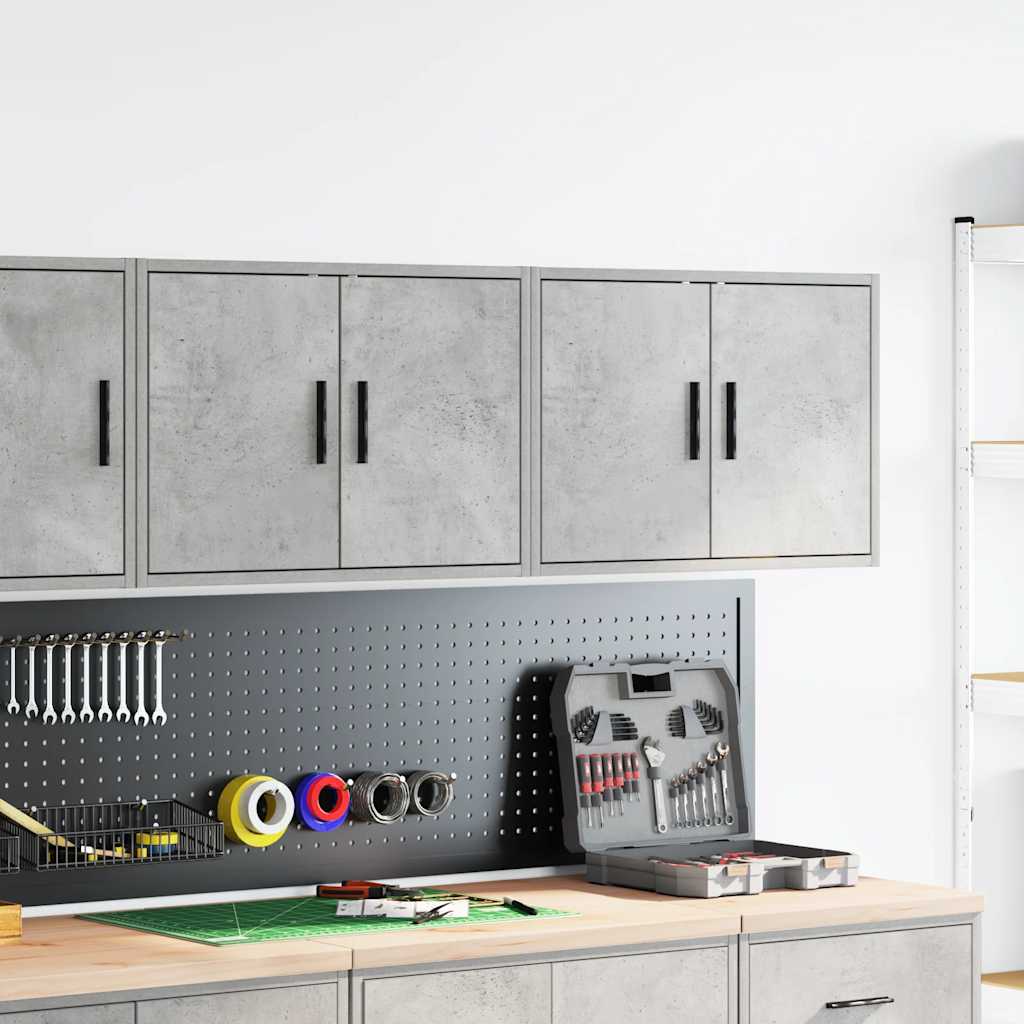 Garage Wall Cabinets 2 pcs Concrete Grey Engineered Wood