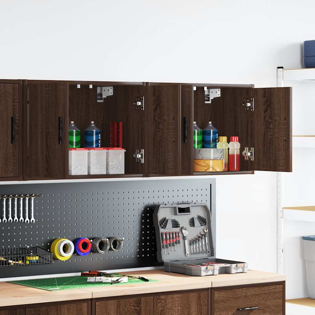 Garage Wall Cabinets 2 pcs Brown Oak Engineered Wood