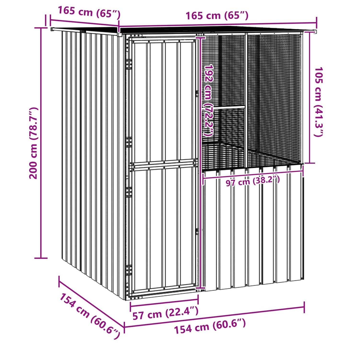Bird Cage Anthracite 154 x 154 x 200 cm Galvanised steel